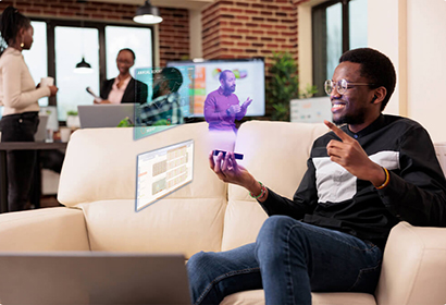 Professional using digital interface